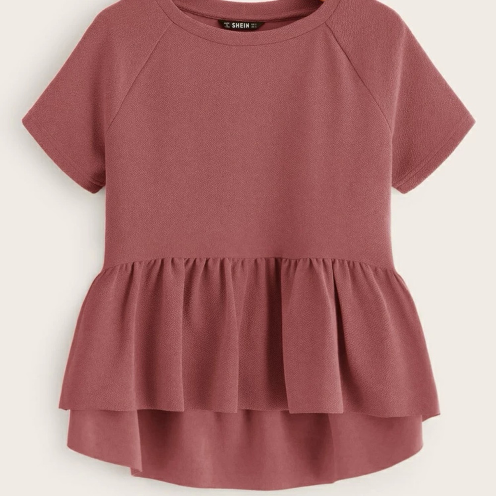 Rust rose peplum top